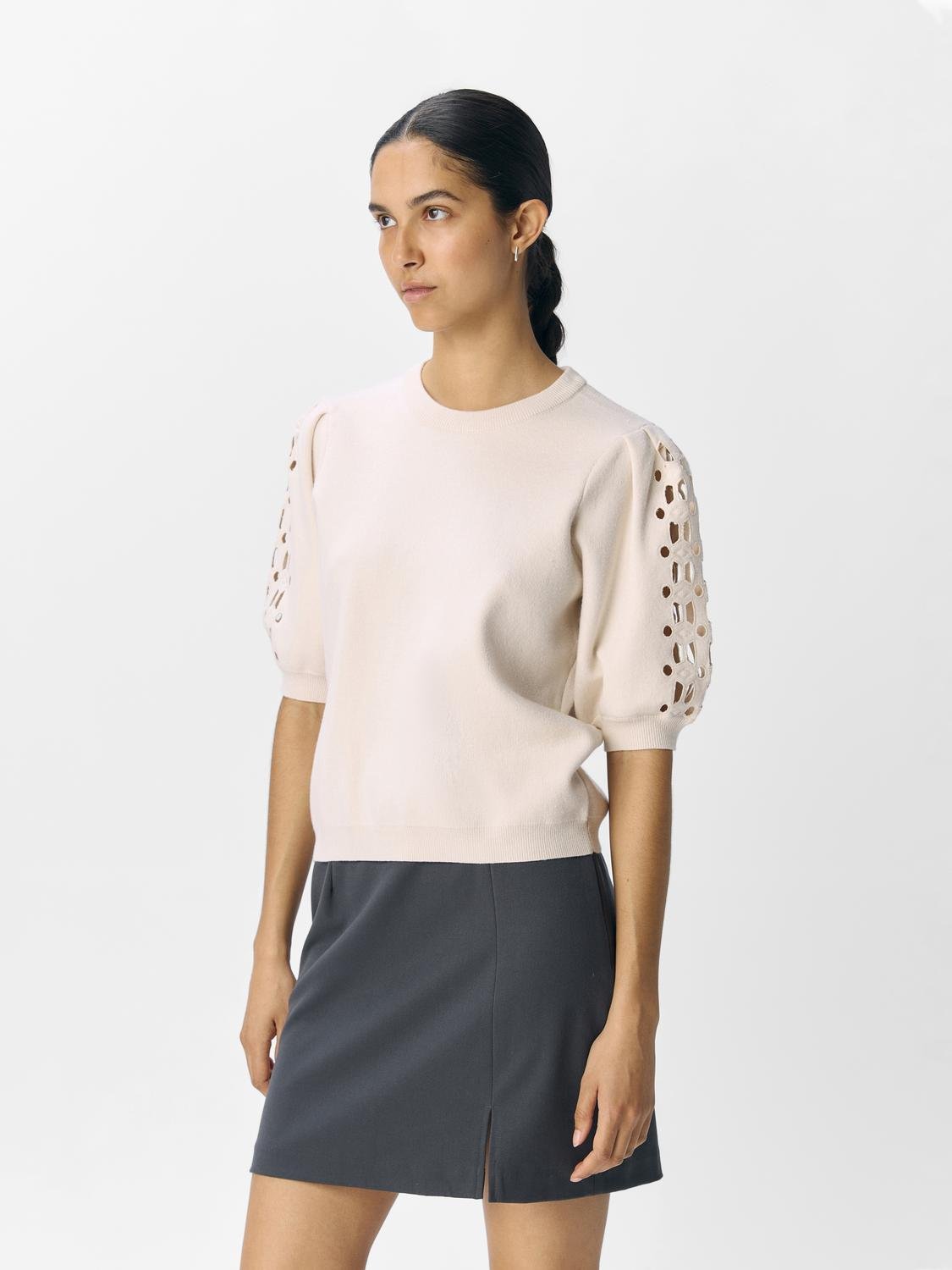 OBJYUKI Pullover - White Sand - VERO MODA & VILA Bergvik